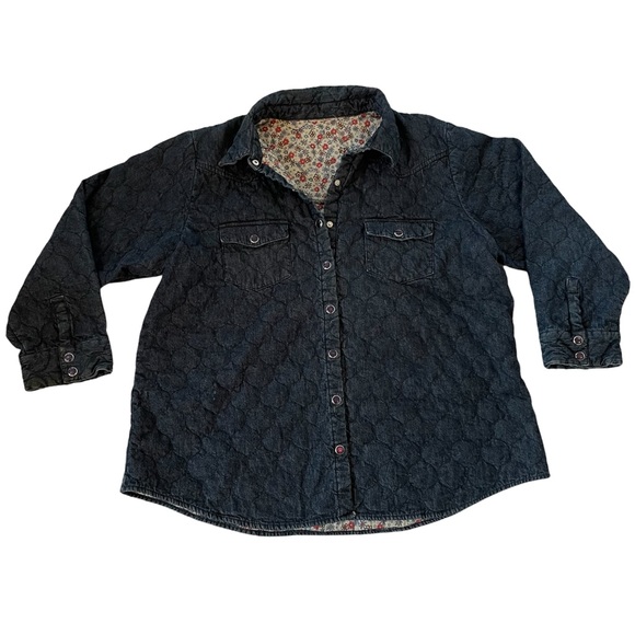 Jackets & Blazers - XL-XXL Blue Denim Quilted Shacket / Barn Coat with floral lining
